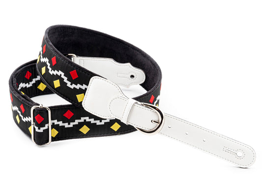 Courroie modèle LEGEND GET BACK, tissu, extrémités 100% synthétique, largeur 6 cm, longueur 85 à 150 cm, noir et blanc