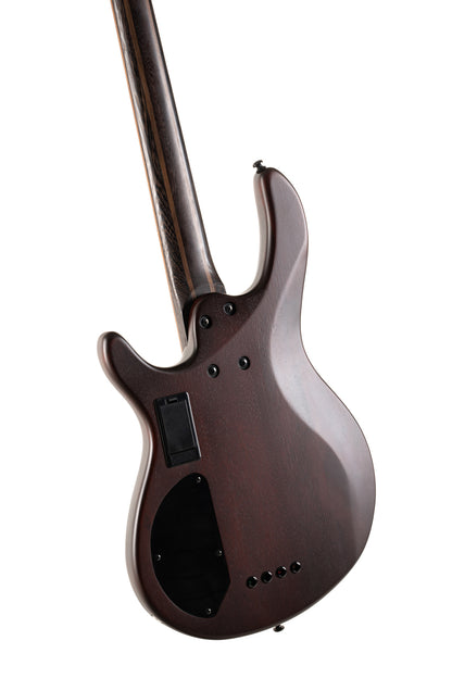 B4 Element FL, fretless, corps acajou, table frêne, touche érable torréfié, micros & préampli Bartolini MK-1, noir pores ouverts