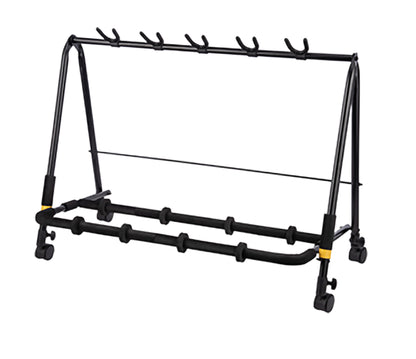 Rack 5 guitares, idéal pour la scène, mise en place et transport faciles, roulettes, 4.4 kg