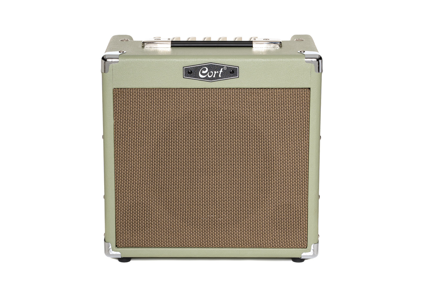 Ampli guitare 15W, 1 x 8", 2 canaux, égaliseur 3 bandes, réverb, entrée CD/MP3 mini-Jack, sortie casque mini-Jack, vert pale