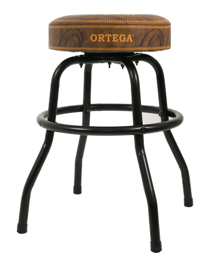 OBS24V2, tabouret ORTEGA, assise 61 cm, assise rembourrée ép. 10 cm rotative (360°), repose pied, poids: 5.5 kg, noir et brun