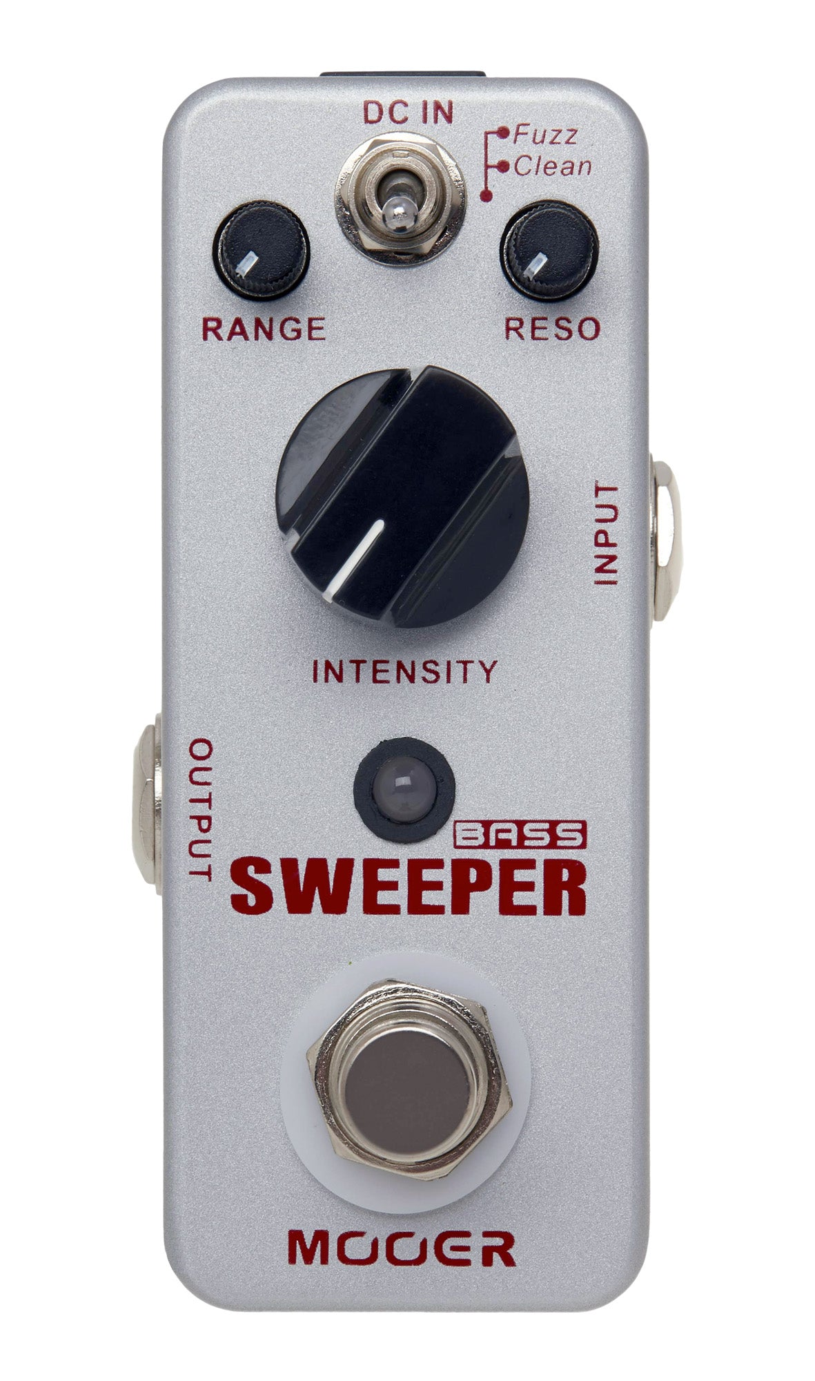 Pédale BASS SWEEPER, filtre d'enveloppe dynamique pour basse et guitare, switch Fuzz/Clean, boîtier métal, true bypass, gris