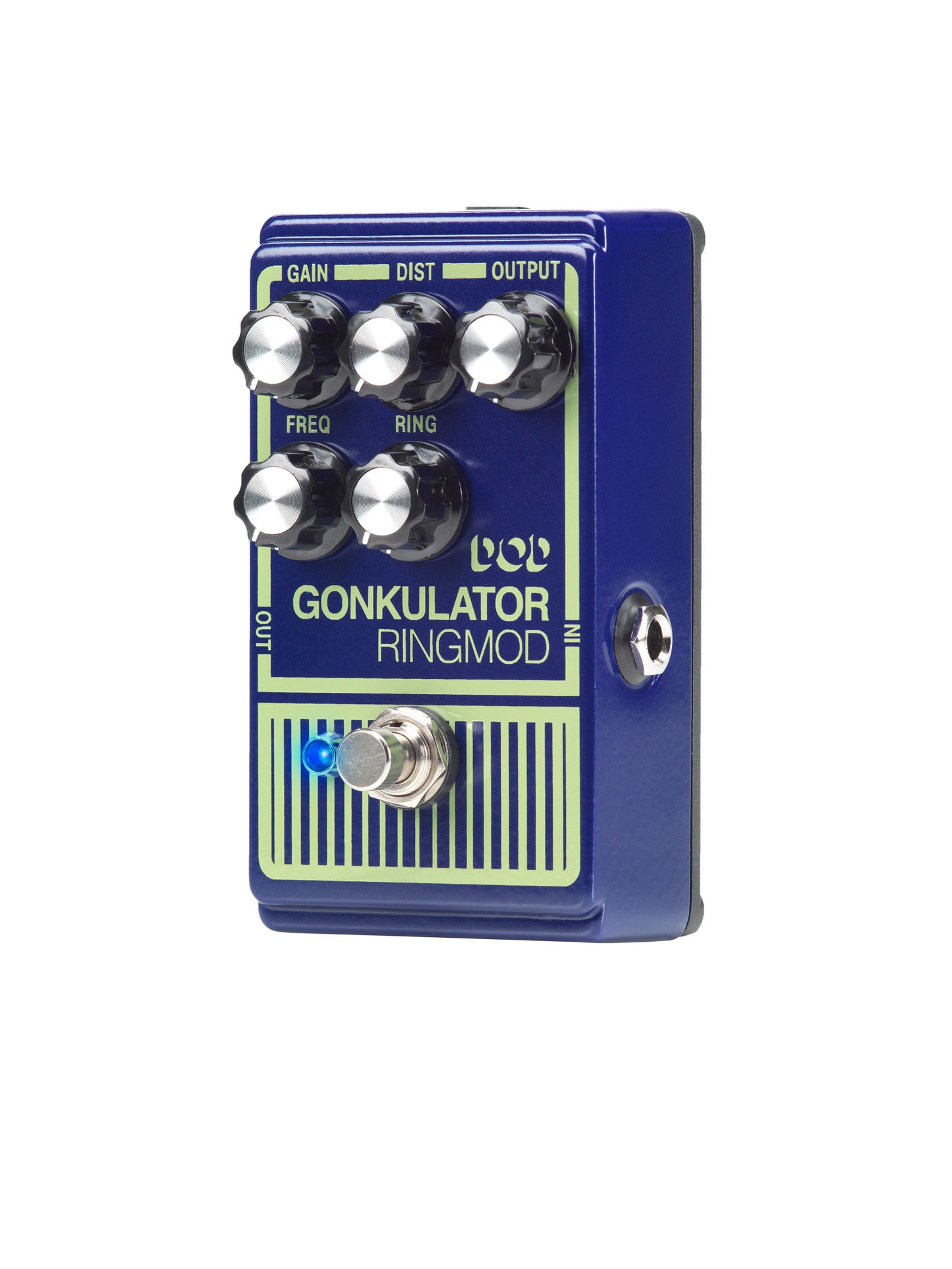 Pédale GONKULATOR, ring modulator avec distorsion basé sur le circuit original avec composants actualisés, True Bypass, bleu