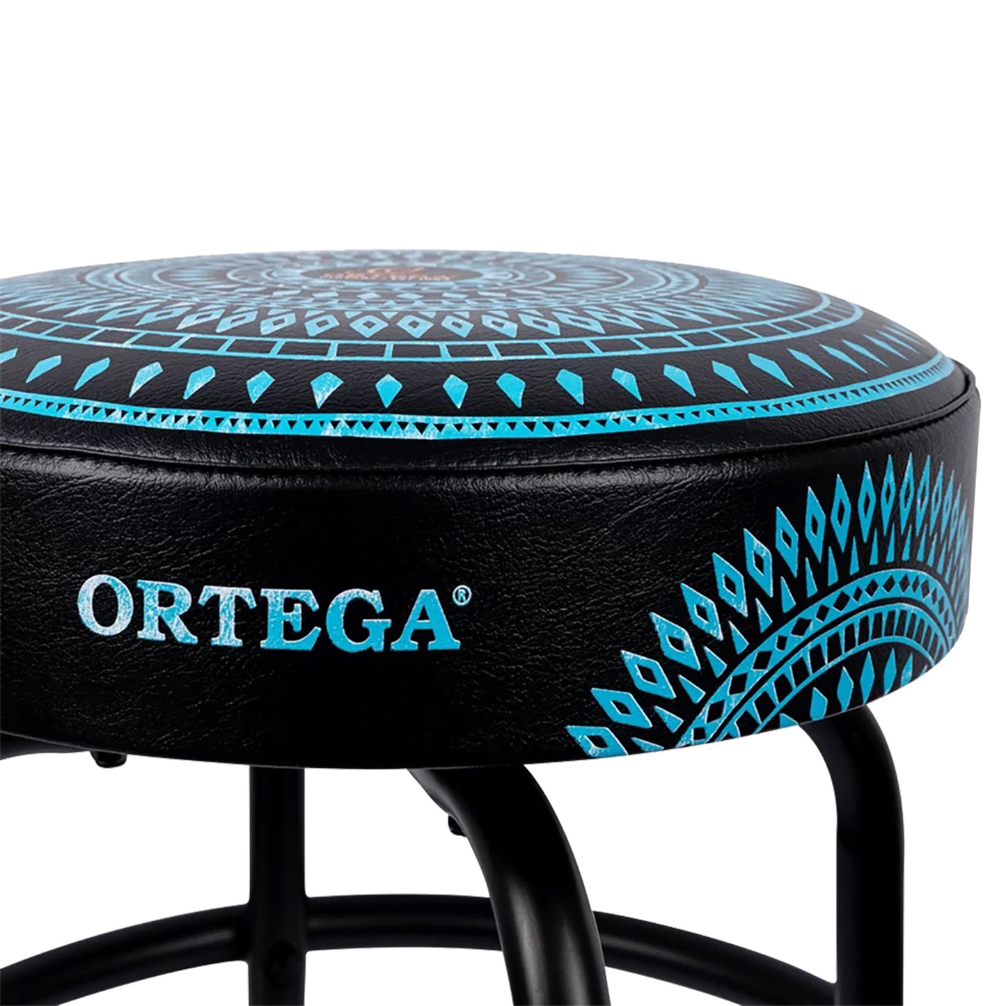 OBS30-BLKC, tabouret ORTEGA, assise 76 cm, design"kaléidoscope", assise rembourrée ép. 10 cm rotative (360°), repose pied, bleu