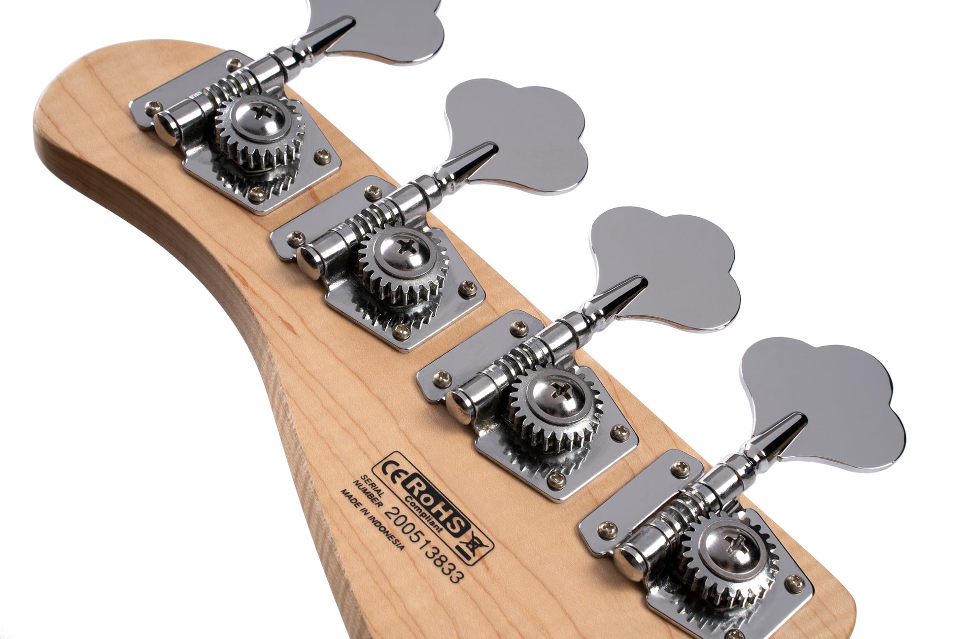 GB24JJ, 4 cordes, corps peuplier, table érable flammé, 2 micros simples Jazz Cort Powersound, noir translucide