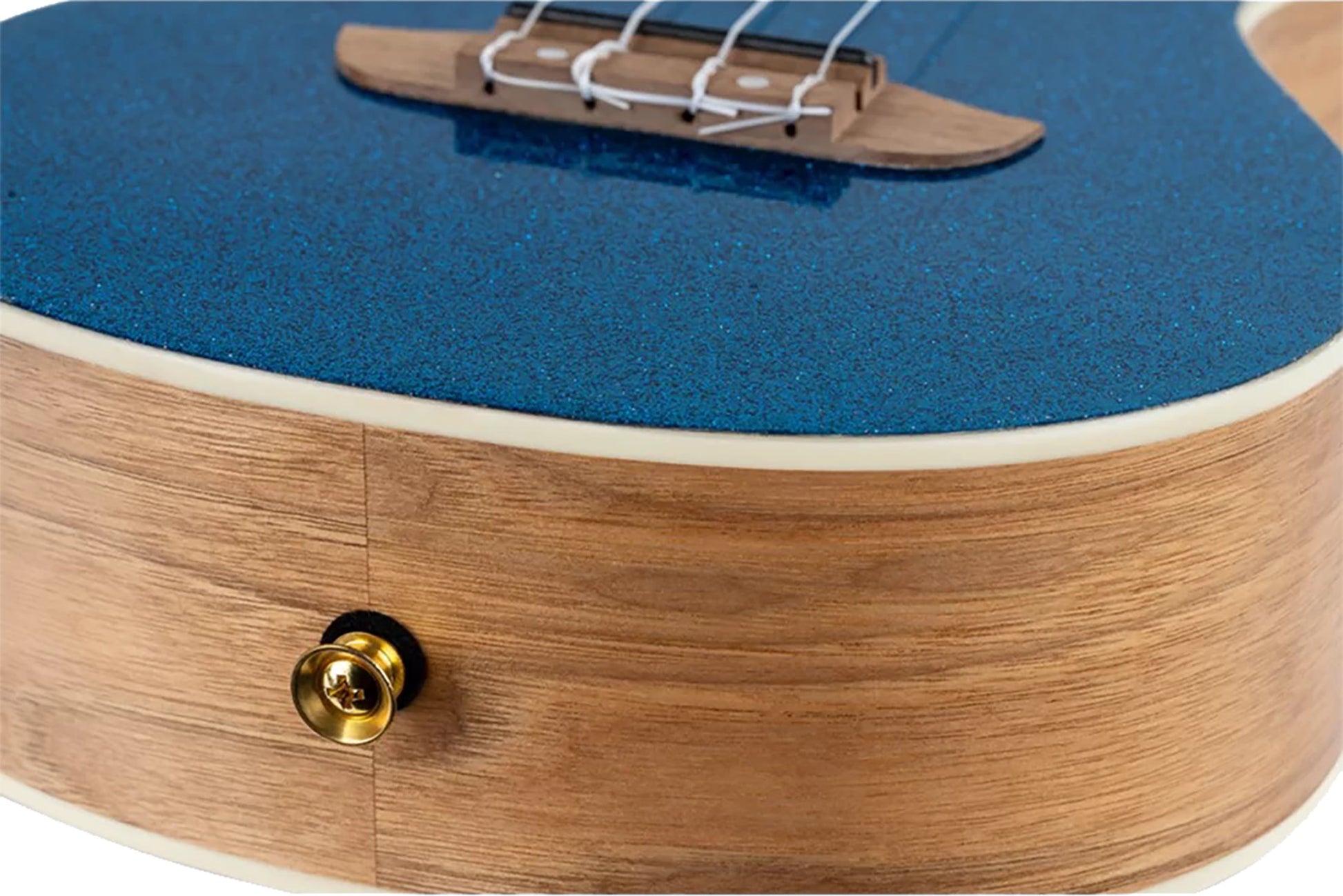 RUEL-MBL, modèle Concert, table épicéa, fond & éclisses catalpa, manche acajou, housse luxe, bleu métallisé brillant