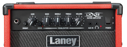 Ampli guitare électrique 15W, 2x HP 5", 1 canal avec Drive commutable, EQ 3 bandes, switch Bright, entrée aux, 6.5 kg, rouge