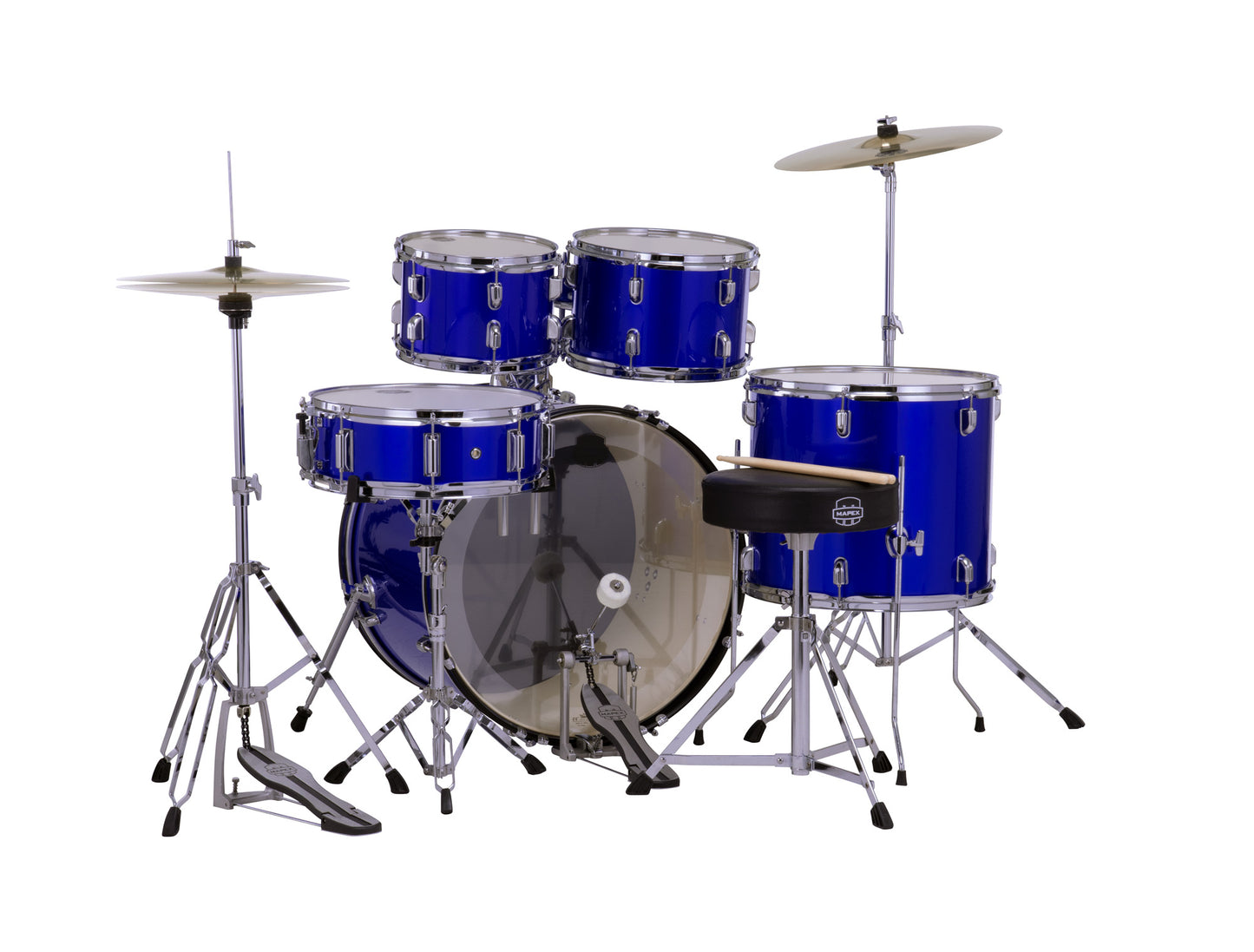 MAPEX COMET STAGE 22 5F BLEU INDIGO COMPLETE AVEC HARDWARE, SIEGE ET CYMBALES