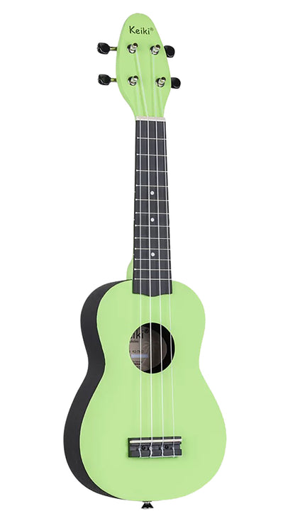 K2-TMO, pack ukulélé Soprano, table agathis, corps ABS galbé, manche okoumé, 12 frettes, accessoires, tomatillo satiné