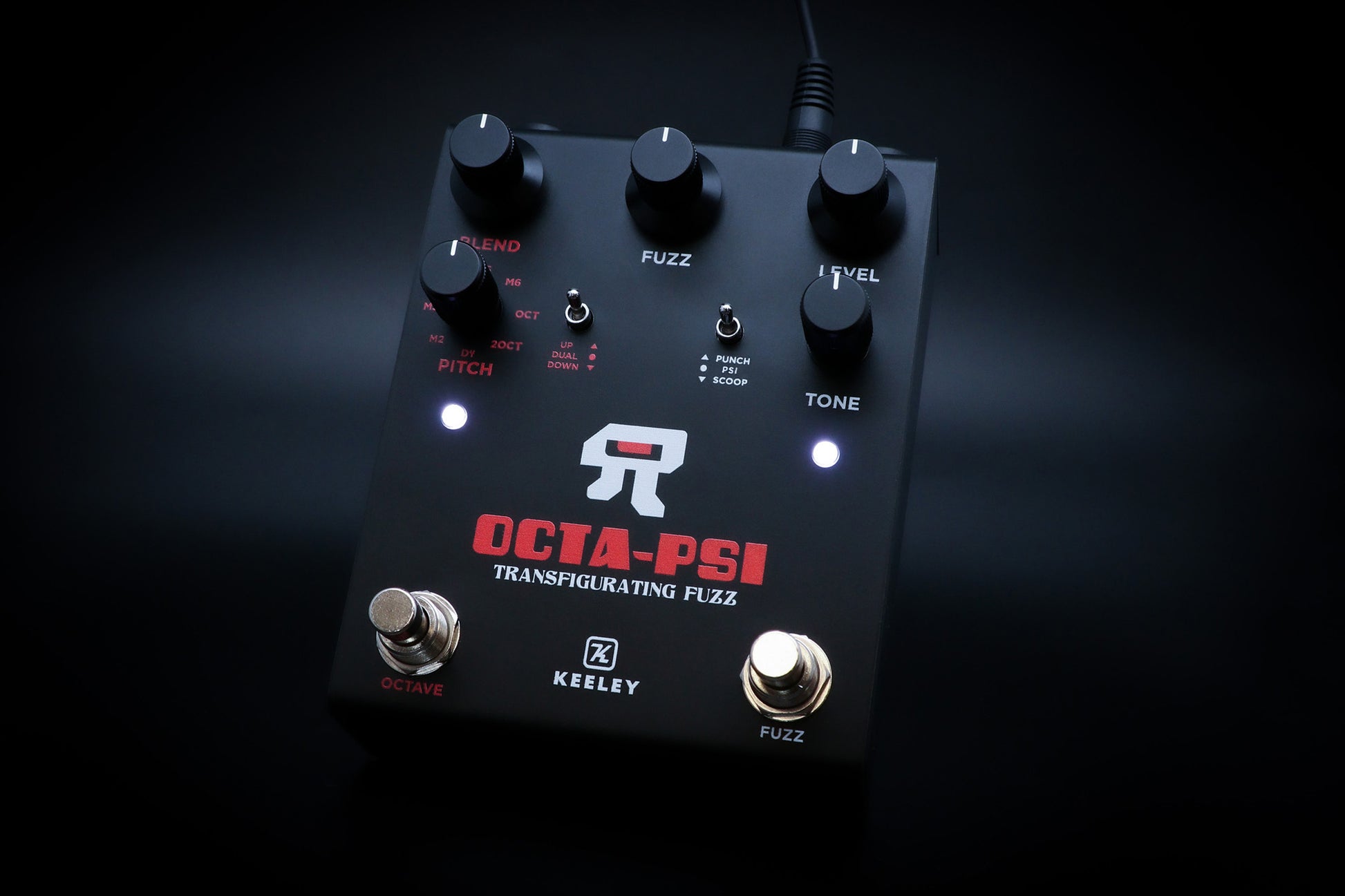 Pédale OCTA PSI, octaver et pitch-shifter combiné à un fuzz analogique, noir