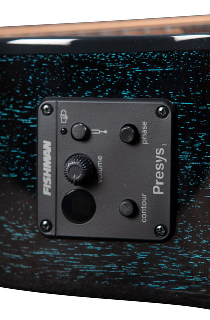 RAINFOREST S CONCERT MIDNIGHT BLUE CE, table acajou massif, f/e acajou, EQ Fishman Presys I, midnight blue