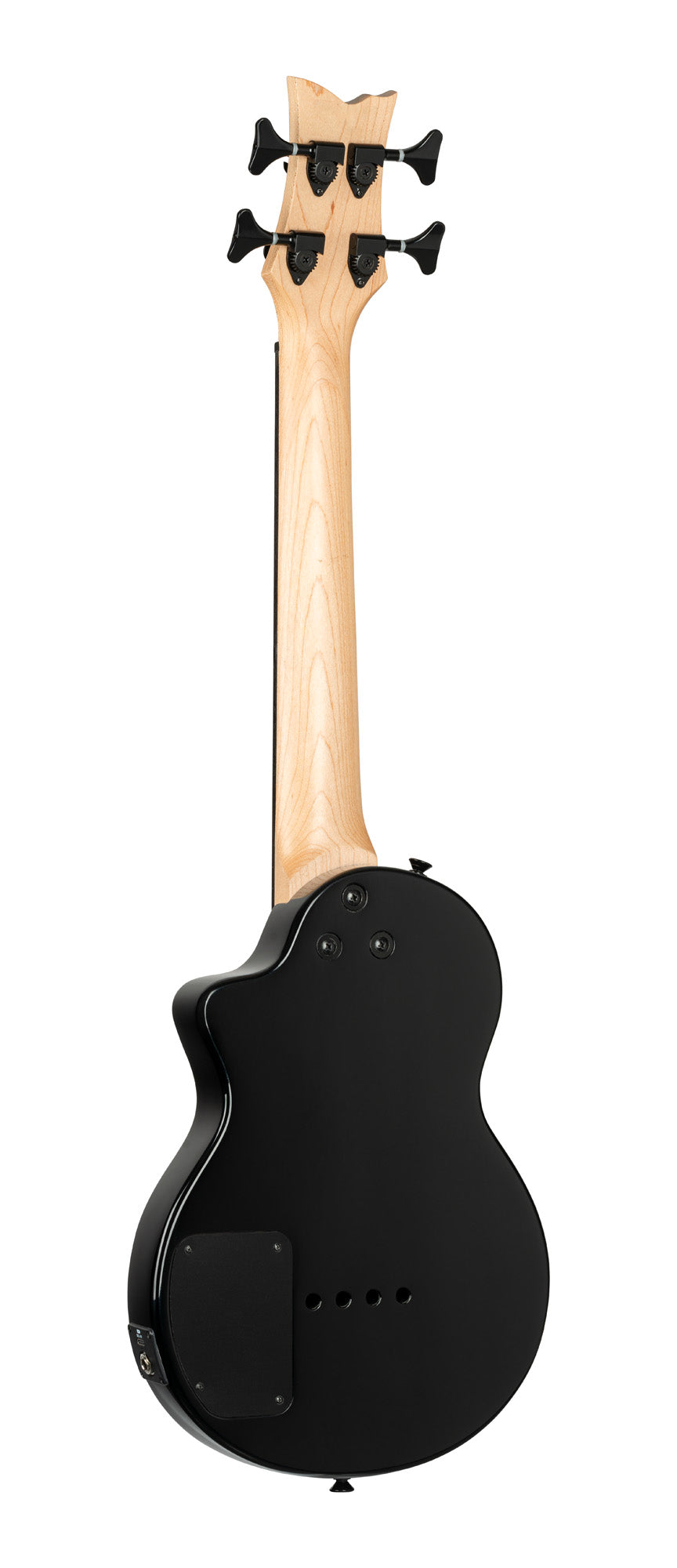 NEO-BS-TGB, modèle Ukebass, pan coupé, EQ MagusExpress, table érable flammé, corps okoumé, manche érable, housse, gris