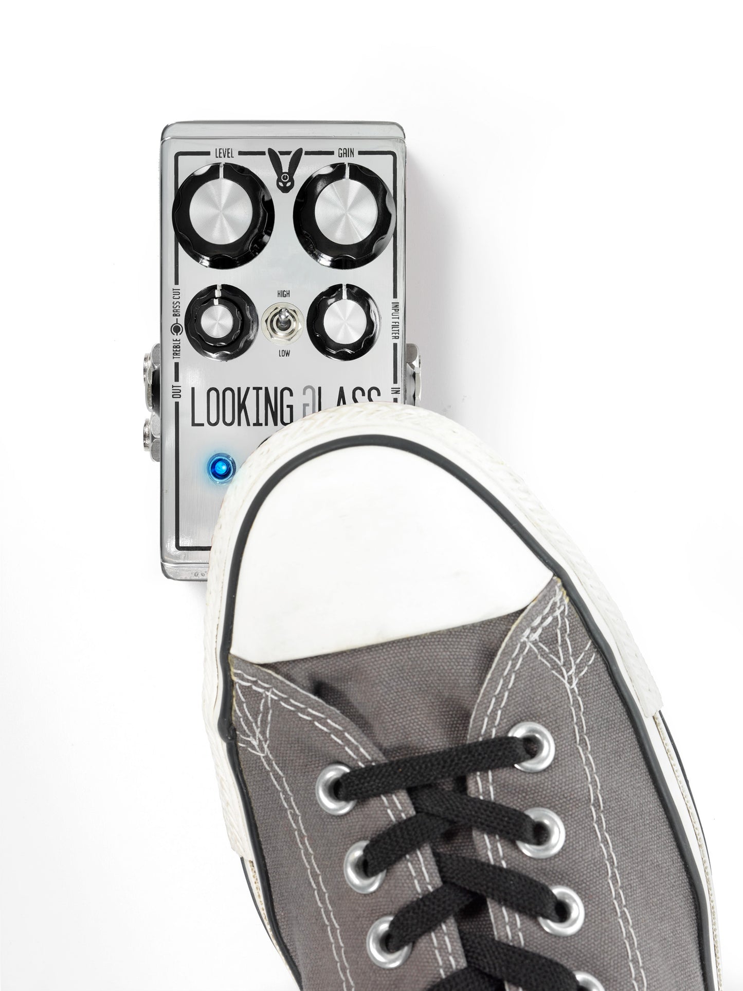 Pédale LOOKING GLASS, overdrive 2 modes (Hi/Low), FET discret ultra-réactif conception Class-A, argent