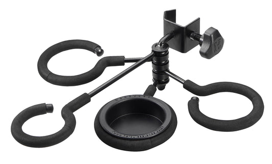 Support pour 4 sourdines (cornet, trompette, trombone et cor d'harmonie), se fixe sur pupitre ou pied de micro