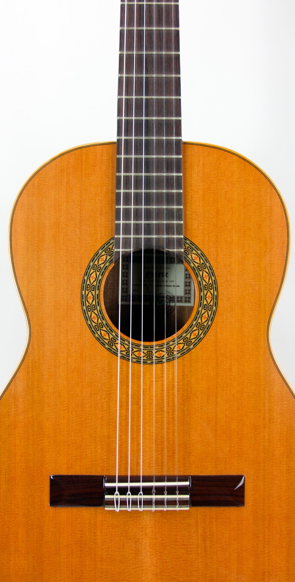 MOD.1, table cèdre massif, fond & éclisses acajou, touche palissandre, satiné, table brillante