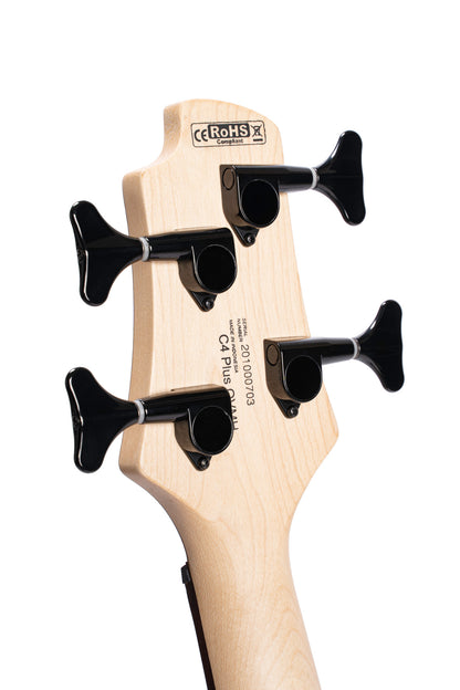 C4 Plus OVMH, corps acajou avec table ovangkol/érable, micros Bartolini MK-1 et préampli Markbass, brun antique dégradé