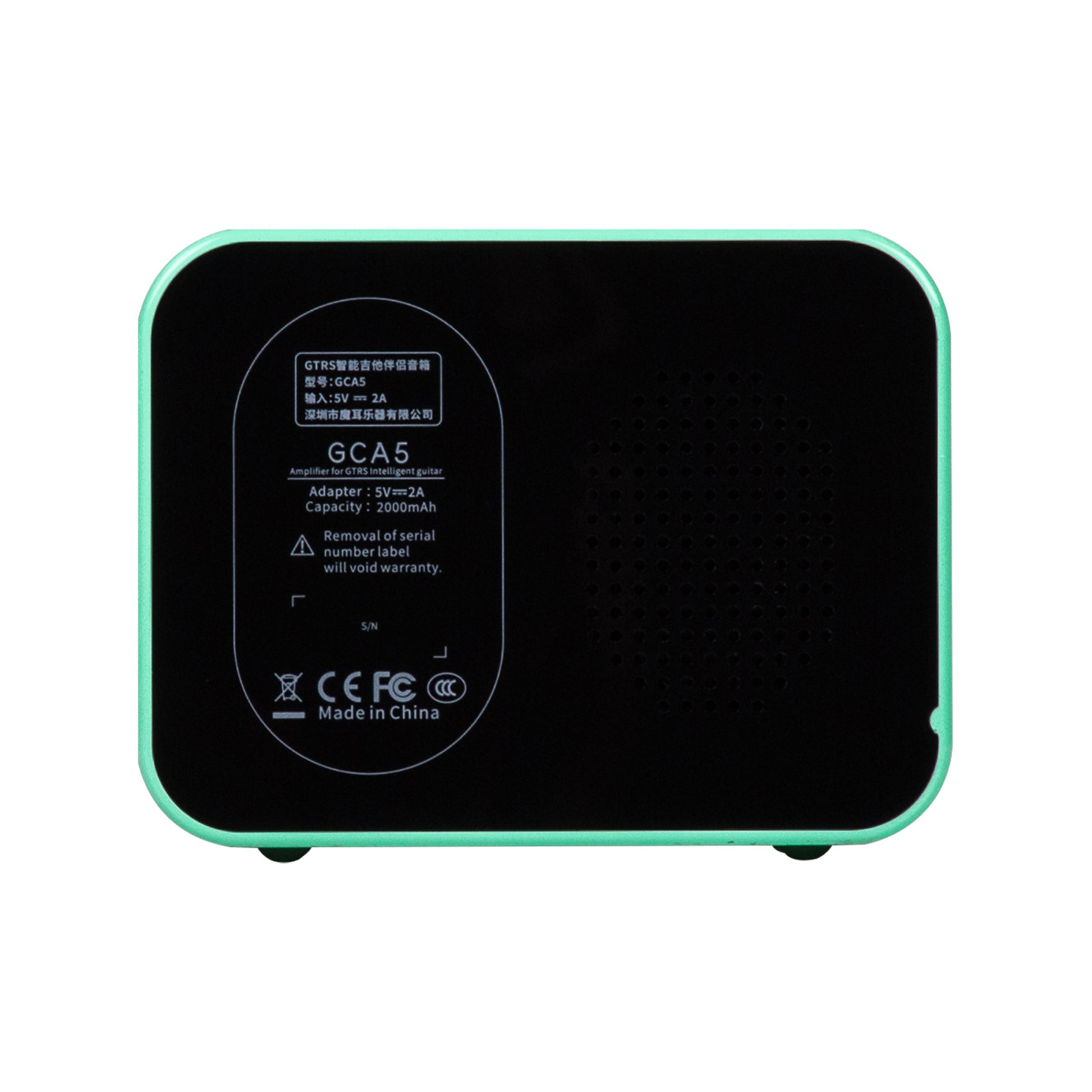 Amplificateur GCA5, 5W, HP 2.2", connexion Bluetooth, entrée Jack 6.35, fonctionne sur batterie, vert