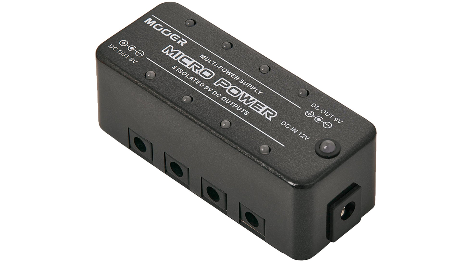 Pédale MICRO POWER, alimentation pour pédales, 8 sorties 9V (300 mA chacune), livré avec câble et adaptateur 12V/2A, noir