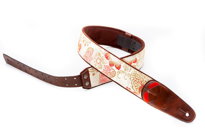 Courroie modèle HOKKAIDO, extérieur synthétique, largeur 6 cm, longueur 100 à 150 cm, porte-médiators intégré, beige