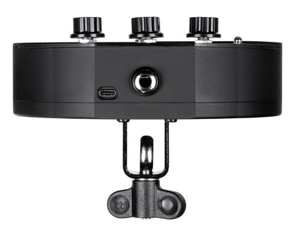 Pad de percussion compact électronique avec 5 sons différents, batterie rechargeable et adaptable à une perche de cymbale