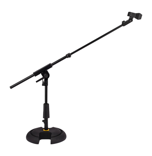 Support bas avec perche télescopique courte 2 parties, base ronde en H, parfait lorsque la surface au sol est limitée