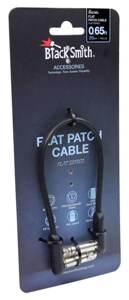 Câble patch Flat Series Jack coudé/Jack coudé, 20 centimètres, connecteurs plaqués or, noir