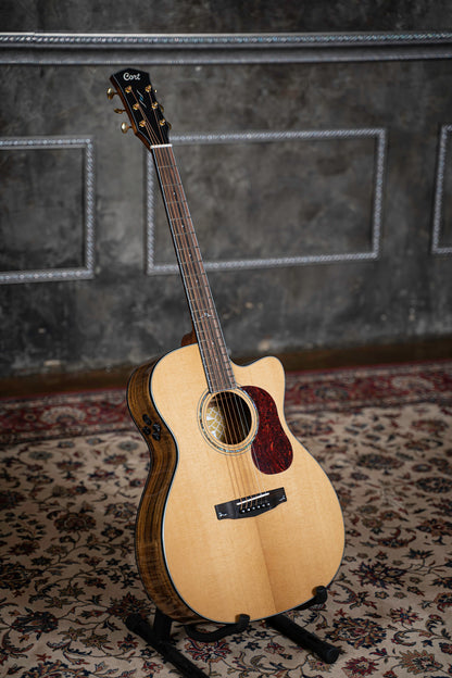 GOLD-OC6 Bocote, forme Orchestra Model pan coupé, table épicéa massif; f/e bocote, EQ Fishman Flex Blend, naturel brillant