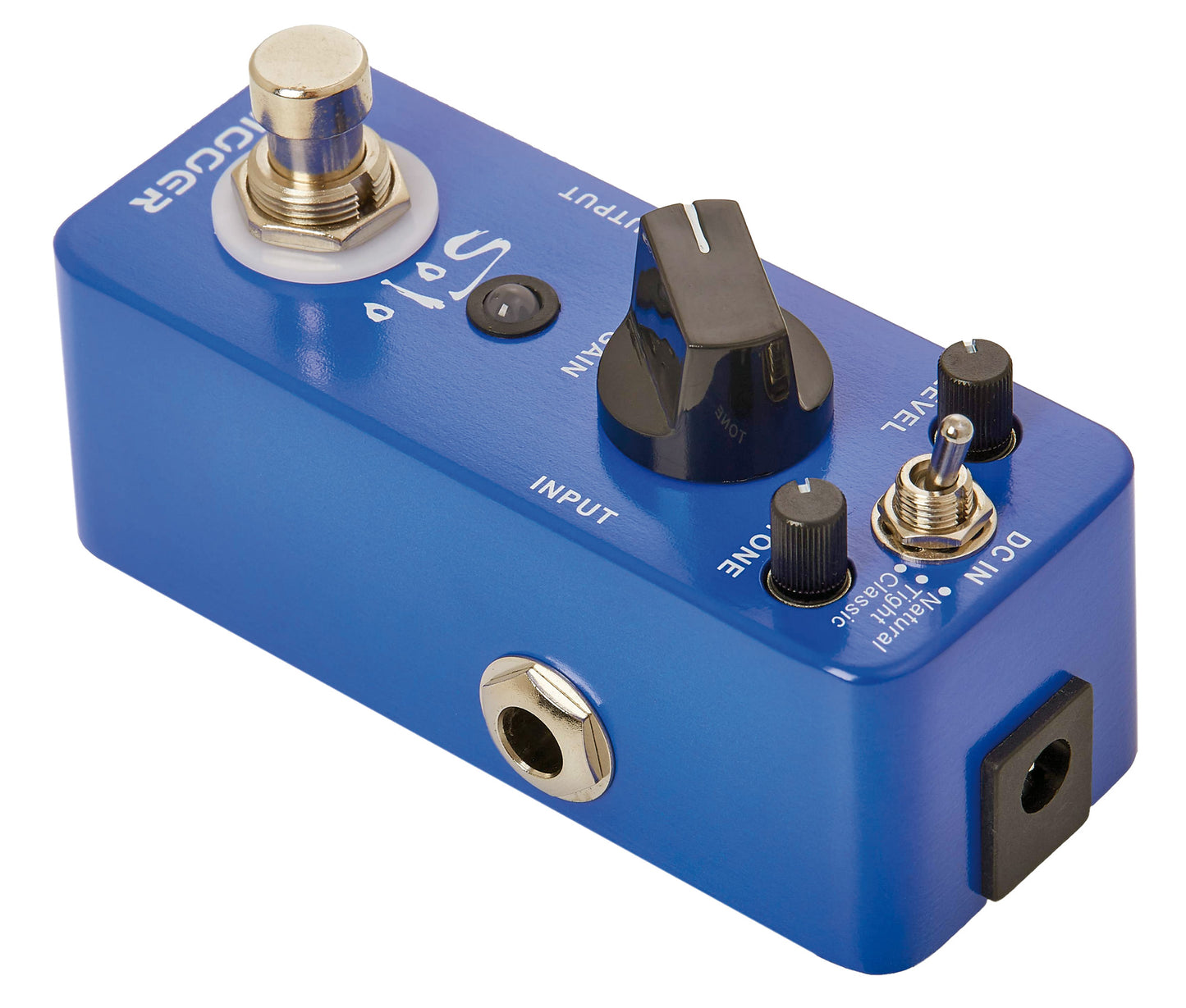 Pédale SOLO, distorsion hi-gain spécial solos à 3 modes (Natural/Tight/Classic), boîtier métal, true bypass, bleu