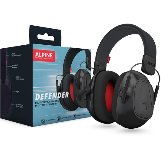 Defender, casque auditif premium multi-usage, atténuation 26 dB, réglable et rabattable, matériaux de haute qualité, noir