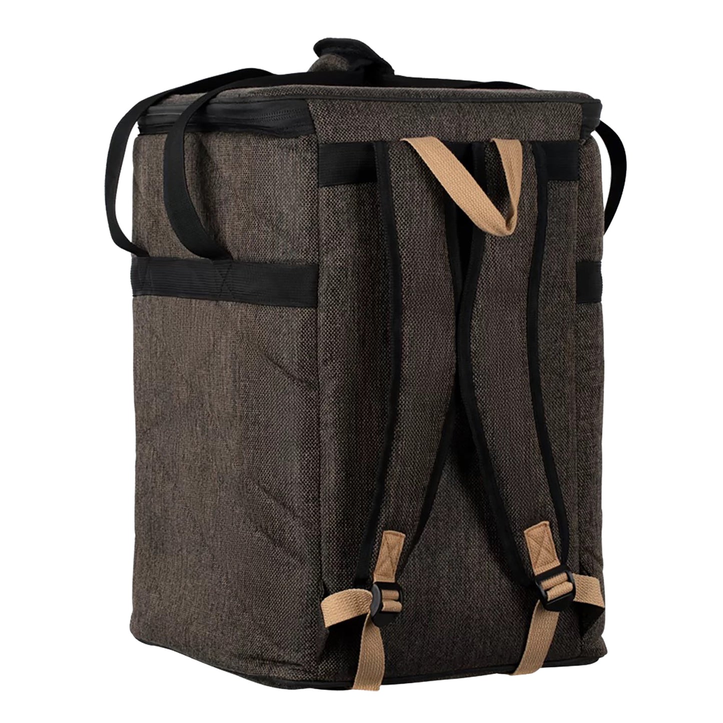 OGBCJ-MO, housse cajon Ortega Premium sac à dos, toile de coton rembourrée (10 mm) avec inserts en cuir suédé, mocca