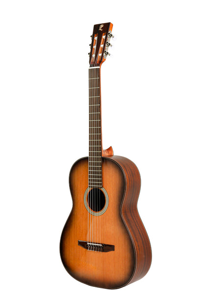 FUSION-CD, table cèdre massif, fond & éclisses sapelly massif, manche acajou, soft case, satiné, table brillante