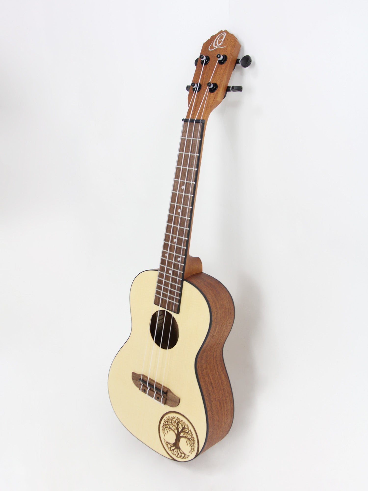 RFEU-4, exclu France, modèle Concert, table épicéa motif Tree of Life, fond & éclisses sapele, manche acajou, naturel satiné