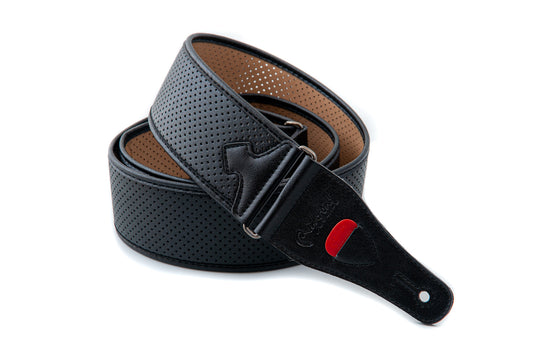 Courroie modèle MONTE-CARLO, matériau synthétique à perforations multiples, largeur 6 cm, longueur 90 à 153 cm, noir