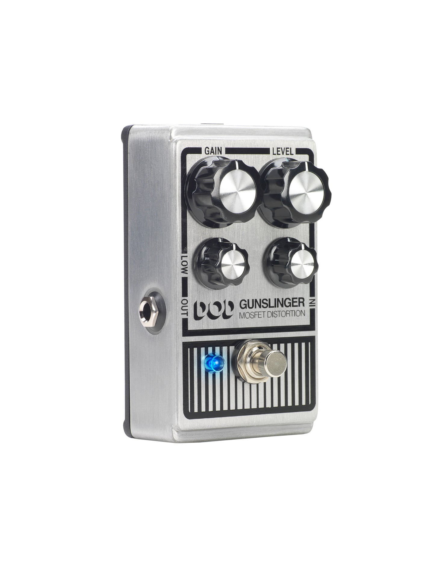 Pédale GUNSLINGER, distorsion Mosfet, fonctionnement sous 9 ou 18V, True Bypass, métal brossé