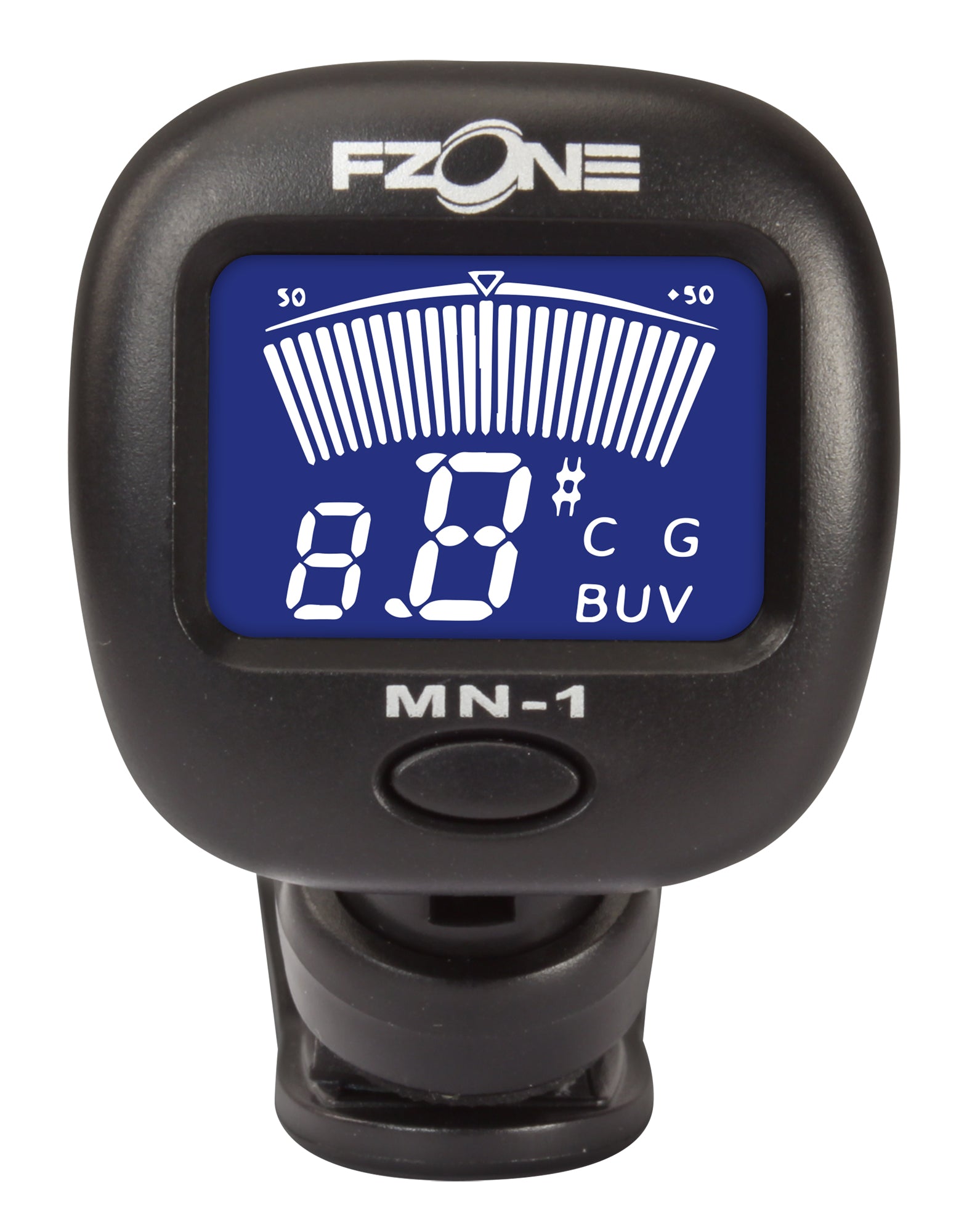 Accordeur chromatique à pince, 5 modes, LA de référence fixe (440 Hz), alimentation par pile bouton 3V fournie