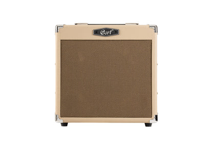 Ampli guitare 15W, 1 x 8", 2 canaux, égaliseur 3 bandes, réverb, entrée CD/MP3 mini-Jack, sortie casque mini-Jack, white sand