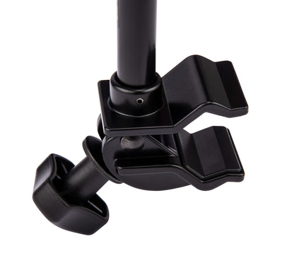 Support pour micro, attache sur pieds ronds ou carrés jusqu'à 3.5 cm d'épaisseur, noir