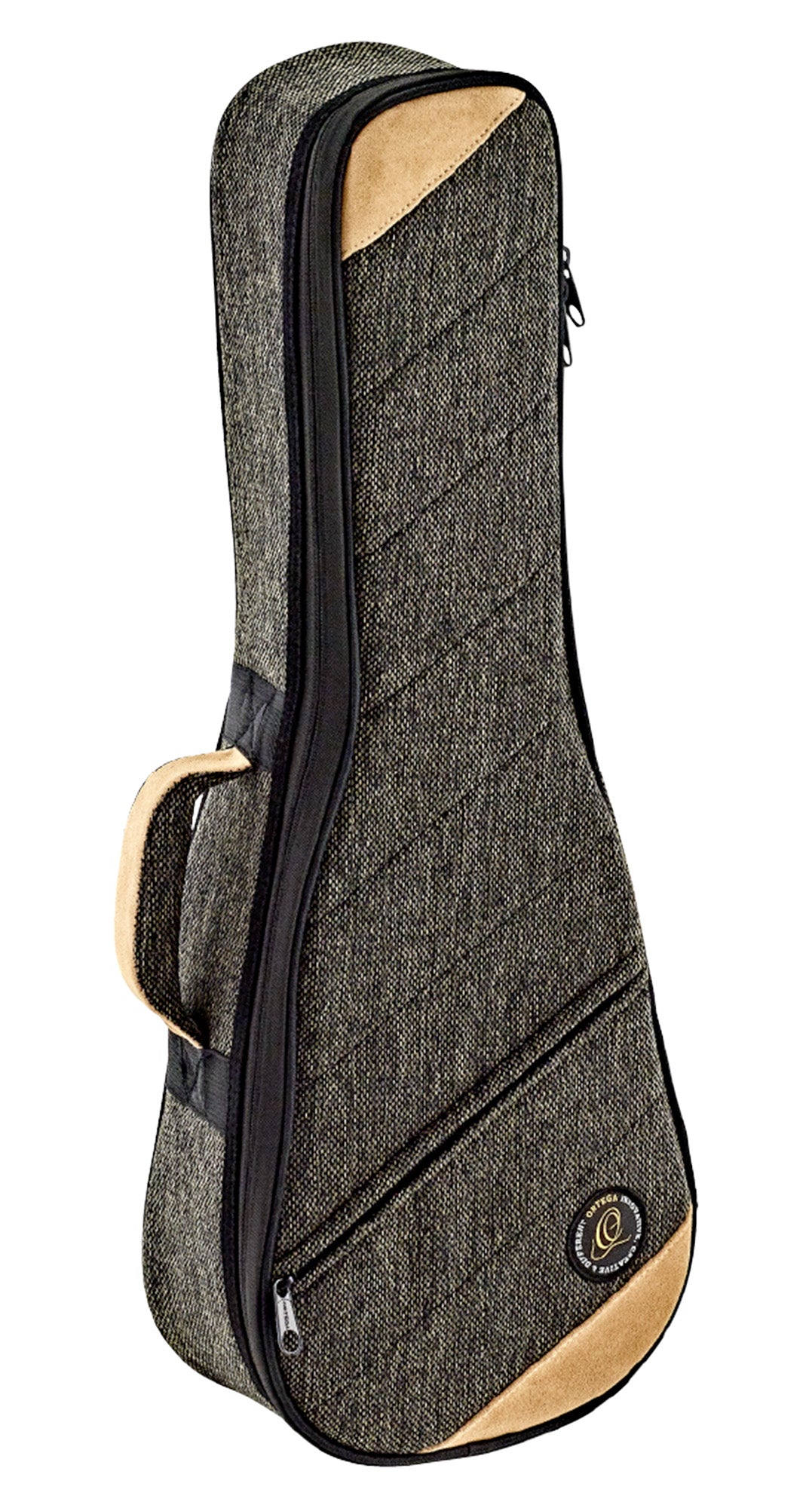 Etui léger pour ukulélé Concert, toile/coton, rembourrage 22 mm, intérieur peluche noir, repose-manche avec velcro, mocca