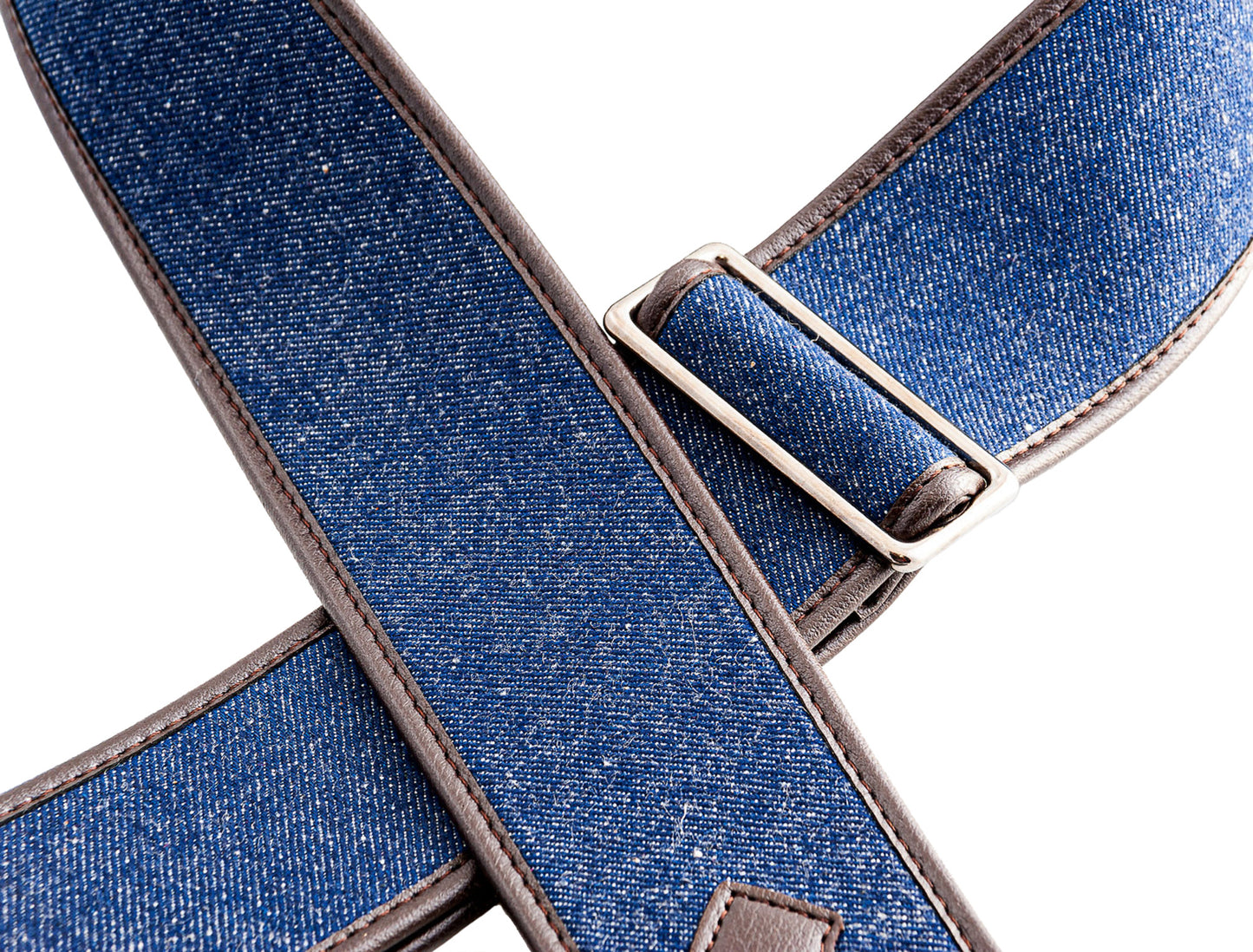 Courroie modèle DENIM, tissu, rembourrée, largeur 6 cm, longueur 95 à 150 cm, porte-médiators intégré, bleu