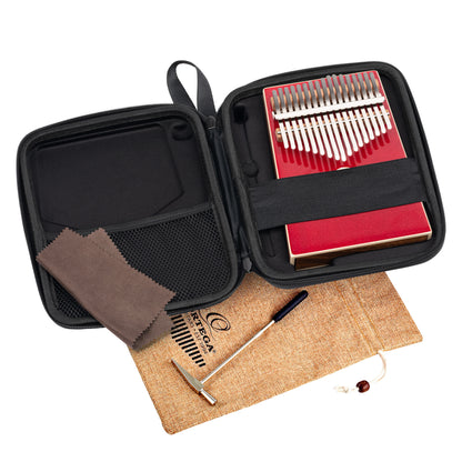 OKB4-MRD, kalimba Ortega série Acoustic, 17 notes en DO majeur, acacia massif, housse, vert