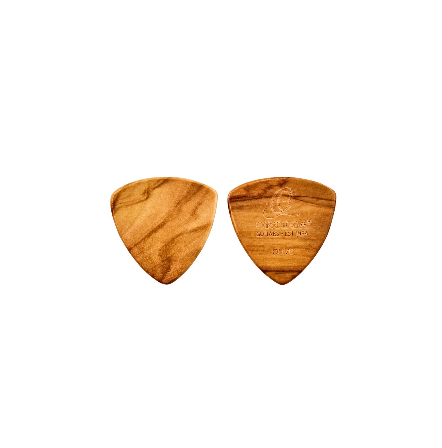 Set de 2 médiators en bois d'olivier, triangle XL, épaisseur 2.0 mm