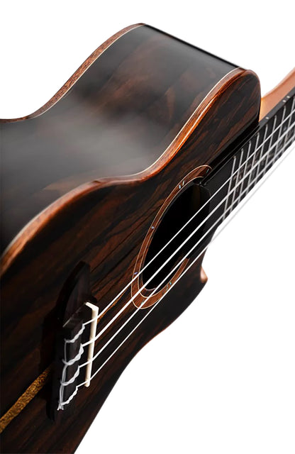 RUET-ZC, modèle Elite Concert pan coupé ergonomique, EQ MagusFly, table ziricote massif, f/e ziricote, naturel brillant