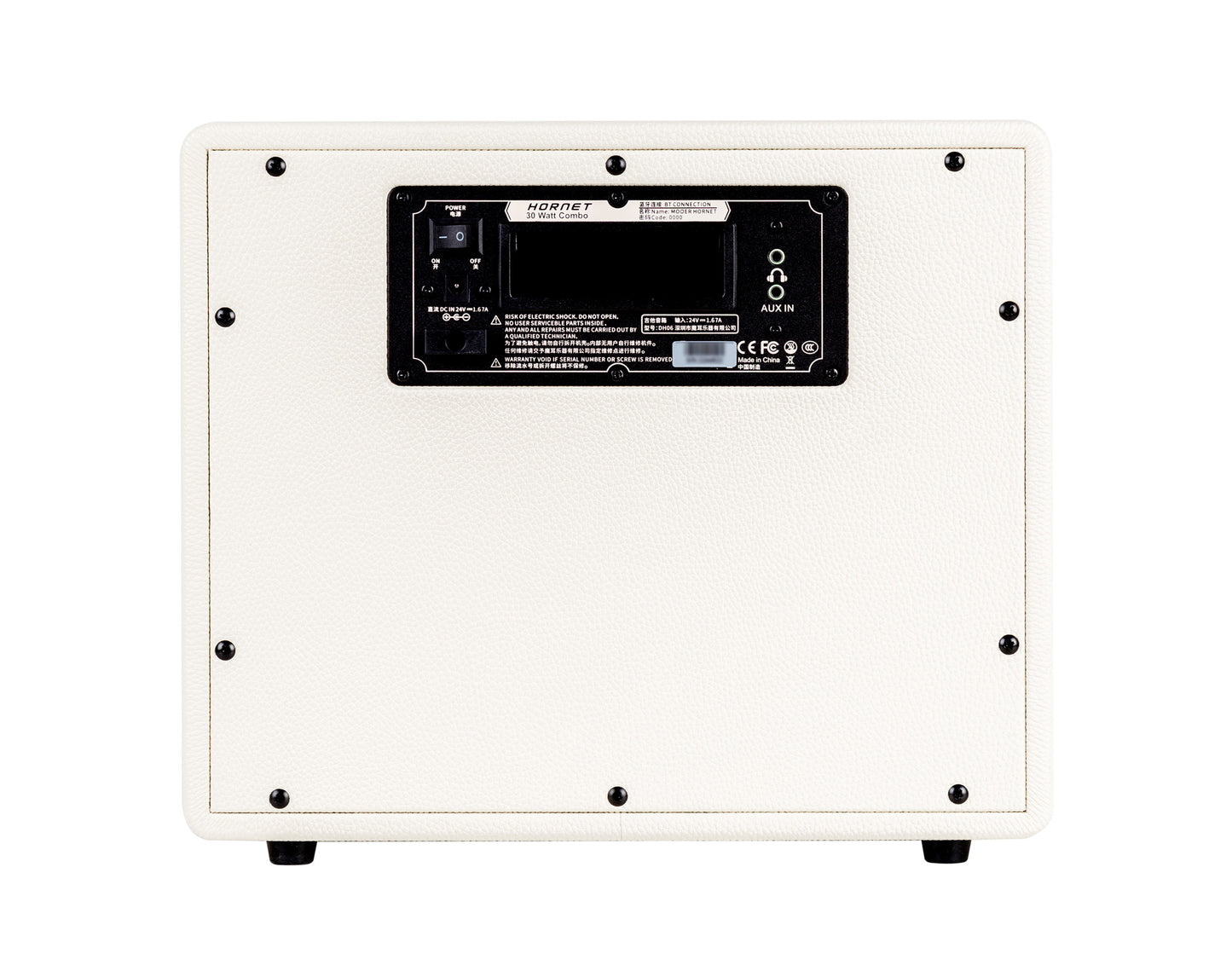 Ampli HORNET 30 WHITE, 30W, HP 8", 9 modélisations d'amplis haute-qualité, effets Modulation/Délai/Réverb, blanc