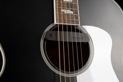 CJ Retro, table épicéa, f/e acajou, manche acajou, sillets Graphtech, EQ Fishman VTB, micro Fishman Neo-D, noir mat