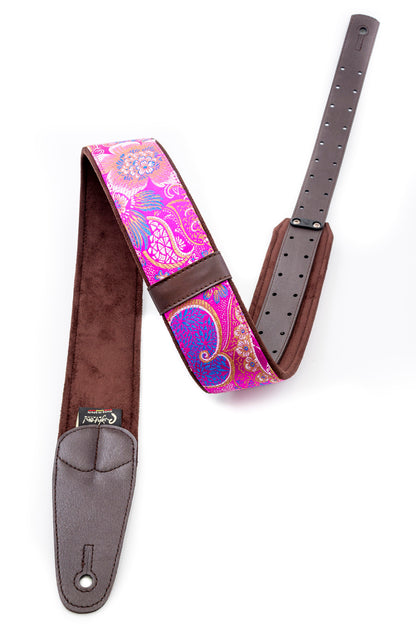 Courroie modèle HOKKAIDO, extérieur synthétique, largeur 6 cm, longueur 100 à 150 cm, porte-médiators intégré, rose