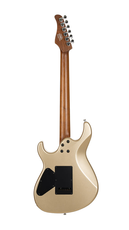 G300 PRO, corps tilleul, table érable massif, manche et touche érable torréfié, 2 micros Seymour Duncan, metallic gold