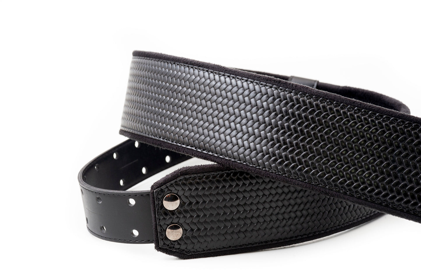 Courroie modèle M-BOND 60, extérieur synthétique, largeur 6 cm, longueur 95 à 150 cm, porte-médiators intégré, noir