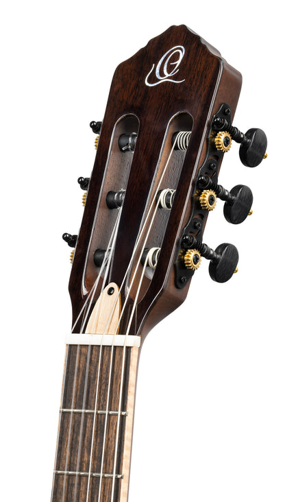 RTPDLX-ACA, modèle TourPlayer gaucher, EQ Magus X, corps okoumé, table acacia, sillet 48 mm, housse, dégradé brillant