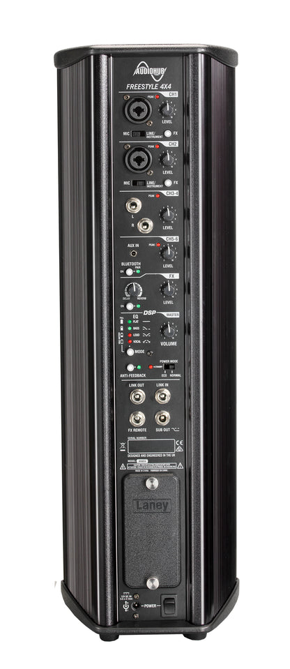 Enceinte amplifiée polyvalente 40W, 4 x HP 4" + tweeter HF, 6 canaux, réverb & écho intégrés, connectivité BLUETOOTH, 6.5 kg