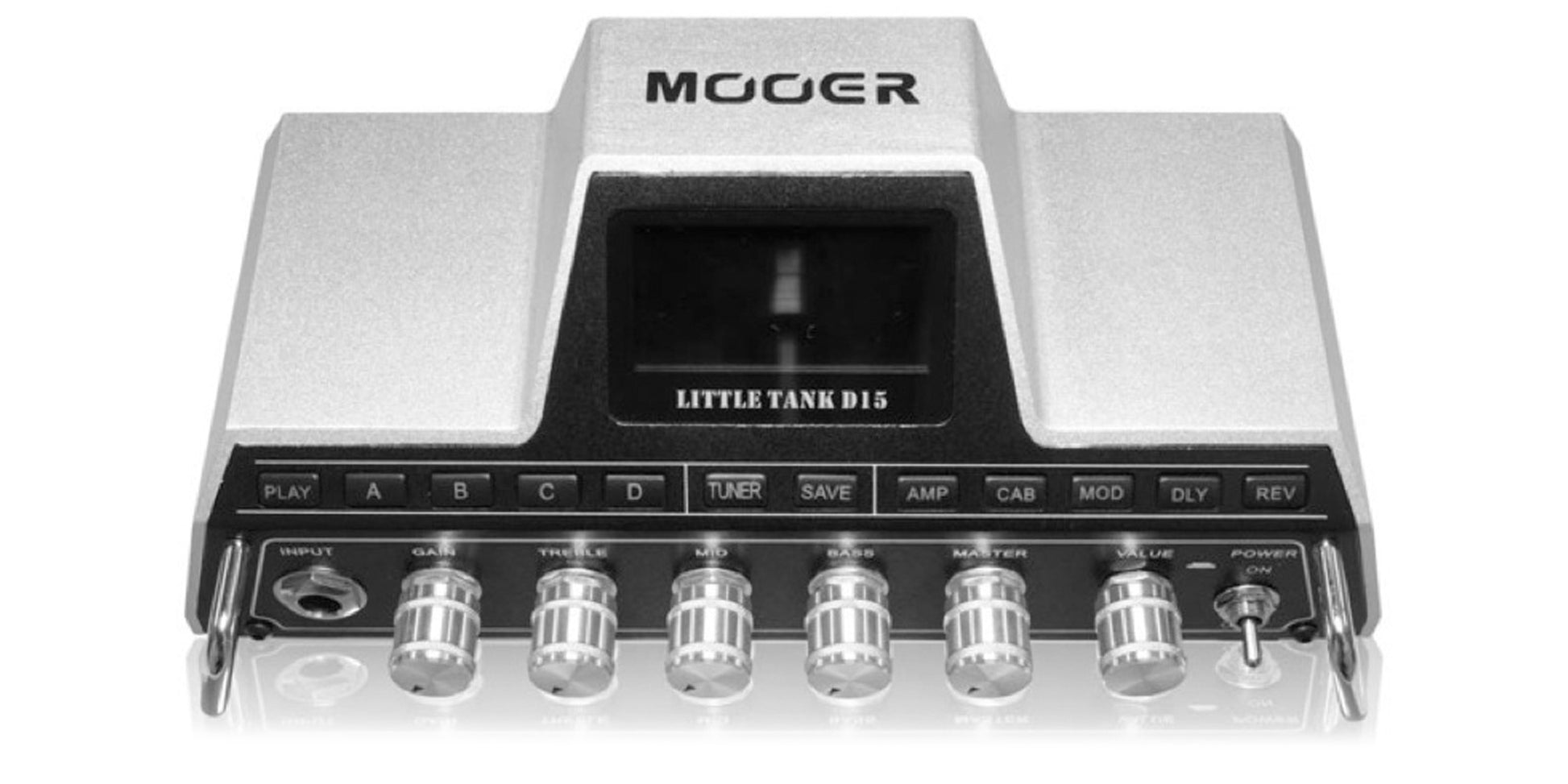 Tête amplifiée LITTLE TANK D15, 15W Class D, 25 simulations d'amplis haute-qualité, 20 simulations de haut-parleurs, gris